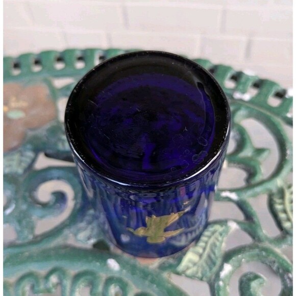 Culver Cobalt Blue Glass  with 22k Gold Cherubs Stars Vintage Retro Celestial - Picture 7 of 7